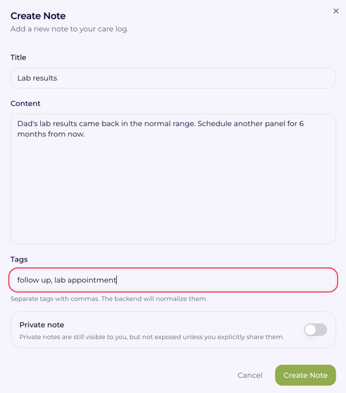 create note
